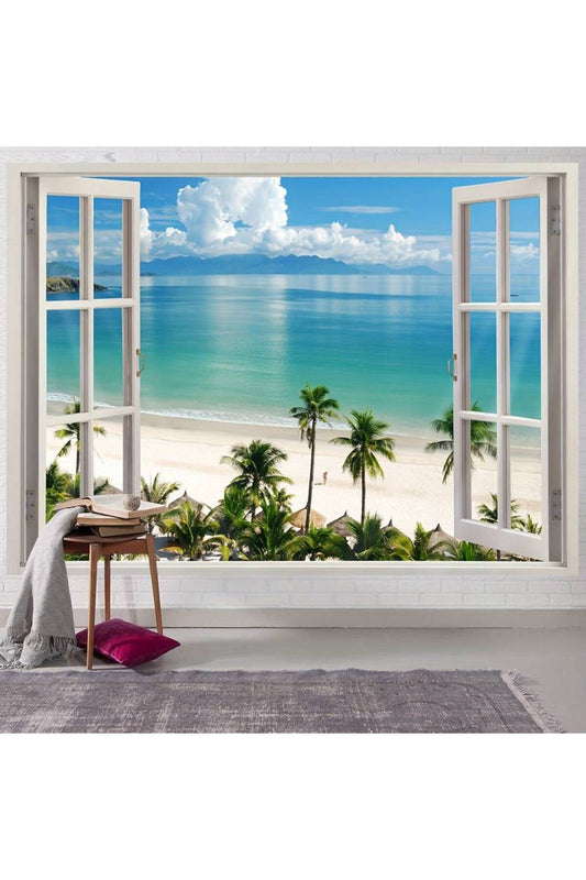 Beach Ocean Palm Cloud Tapestry Wall Hanging Wall Art Wall Decoration Decorative