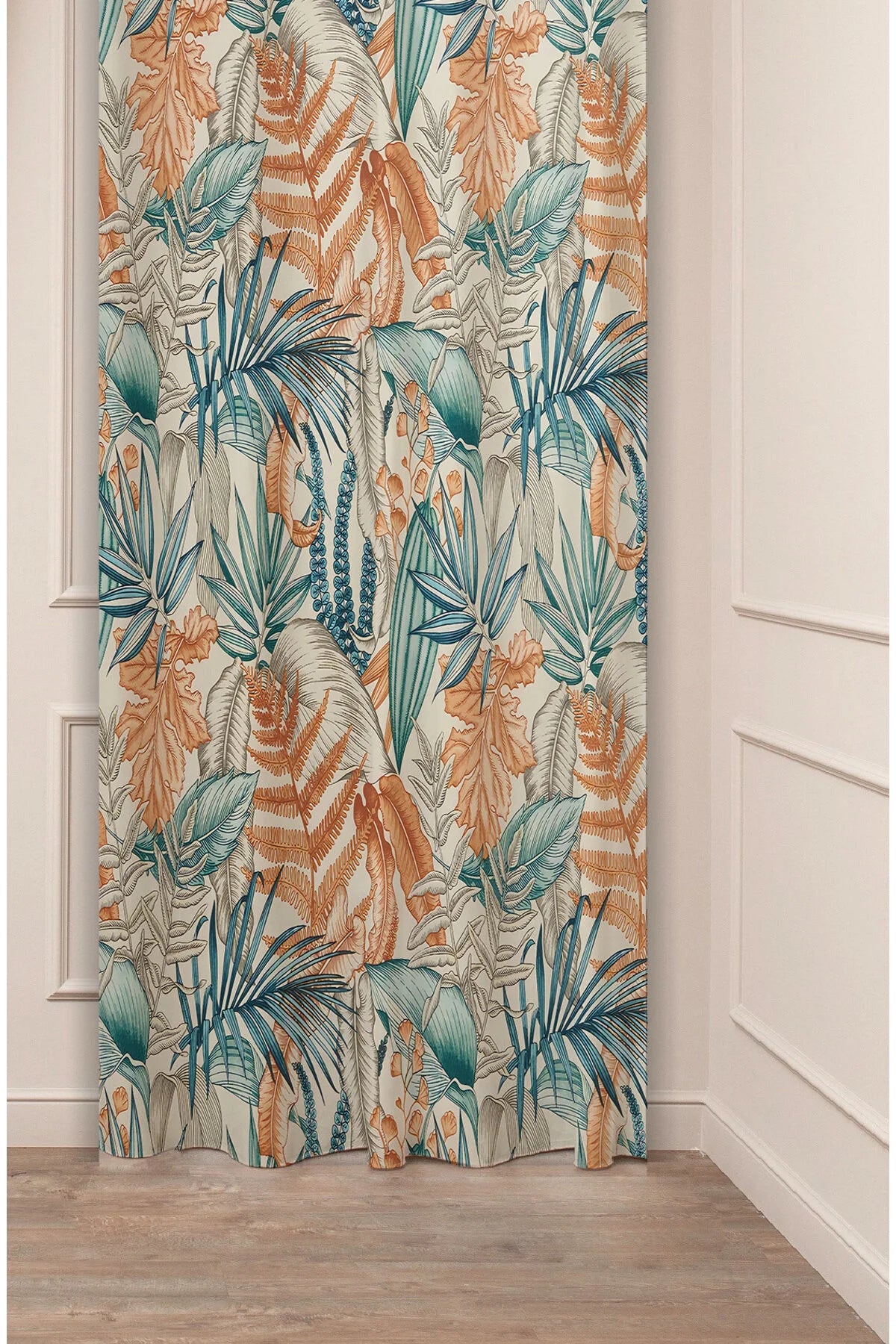Bohemian Leaf Pattern Custom Design Digital Printed Curtain (Single Panel) – Soft Color Curtain
