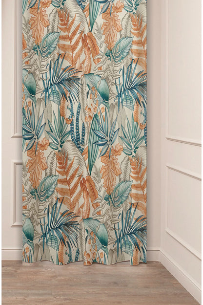 Bohemian Leaf Pattern Custom Design Digital Printed Curtain (Single Panel) – Soft Color Curtain