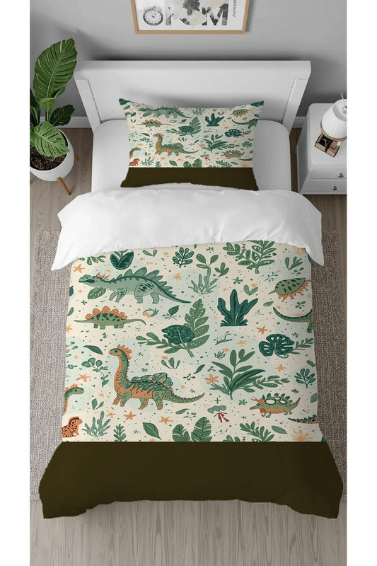 Dinosaur Jurassic Pattern Digital Printed Custom Design Single Kids Duvet Cover Set (Without Sheet)
