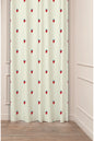 Cute Red Strawberry Pattern Curtain - Aesthetic Beige Kitchen Fruit Digital Printed Single Panel Drape for Cottagecore & Farmhouse Home Decor