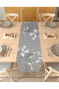 Grey Floral Meadow Table Runner - Elegant White Flowers Digital Printed Decorative Table Cover for Modern Dining & Farmhouse Home Decor