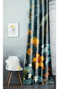 Floral Green Leaf Pattern Digital Printed Curtain Panel (SINGLE PANEL) – Colorful Modern Nature Design Curtain