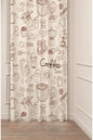 Coffee Time Sketch Art Curtain - Vintage Brewing Tools & Espresso Beans Digital Printed Single Panel Drape for Rustic Kitchen & Cafe Decor