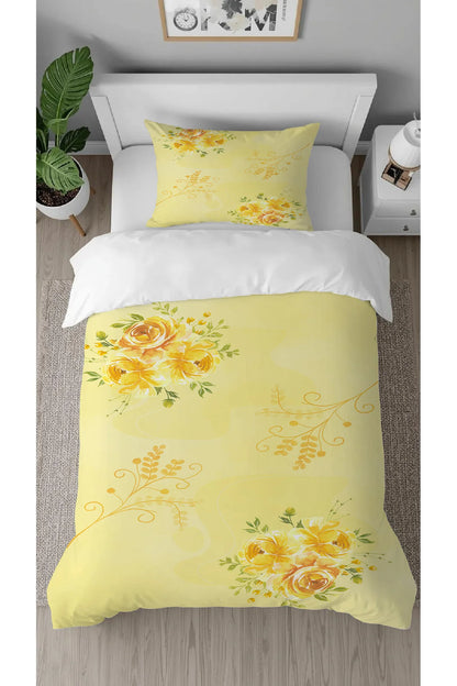 Sun-Kissed Yellow Rose Bedding Set - Lush Floral Bouquet Digital Printed Soft Duvet Cover & Pillowcase for Bright & Romantic Bedroom Decor