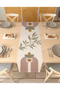 Bohemian Zen Arch Table Runner - Abstract Sun & Botanical Leaf Digital Printed Decorative Table Cover for Modern Boho Dining Decor