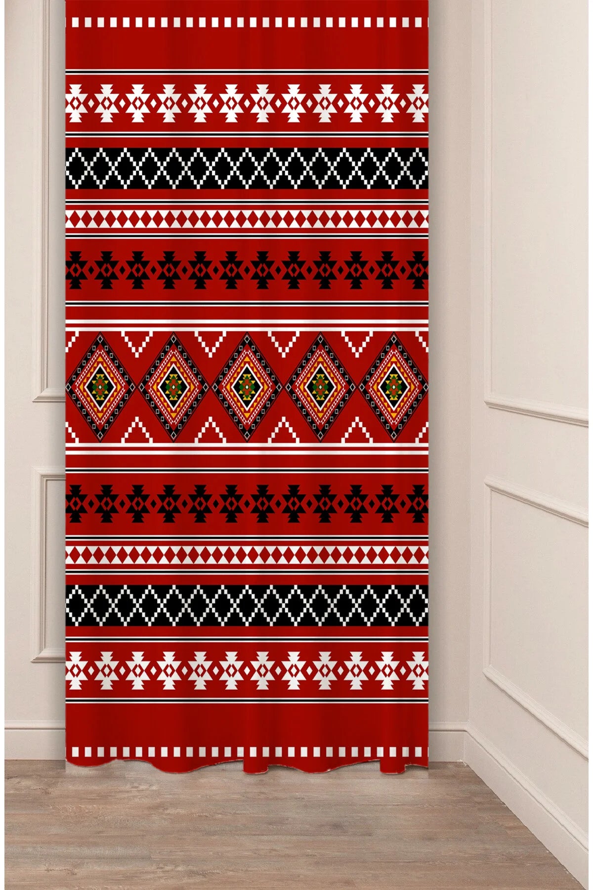 Authentic Anatolian Ethnic Pattern Custom Design Digital Printed Curtain Panel (Single Panel) – Modern Elegant Curtain