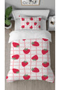 Sweet Strawberry Pink Gingham Bedding Set - Aesthetic Plaid Fruit Pattern Digital Printed Soft Duvet Cover & Pillowcase for Cute Bedroom Decor