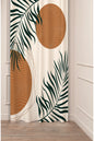 Modern Terracotta Sun & Leaf Curtain - Abstract Tropical Botanical Digital Printed Single Panel Drape for Aesthetic Boho Living Room Decor
