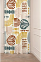 Abstract Boho Rainbow & Leaf Curtain - Modern Geometric Botanical Digital Printed Single Panel Drape for Aesthetic Home Decor