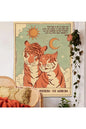 Tiger Lovers "The Mirrors" Wall Tapestry - Vintage Tarot Style Sun & Moon Digital Printed Fabric Wall Hanging for Mystic Boho Bedroom Decor