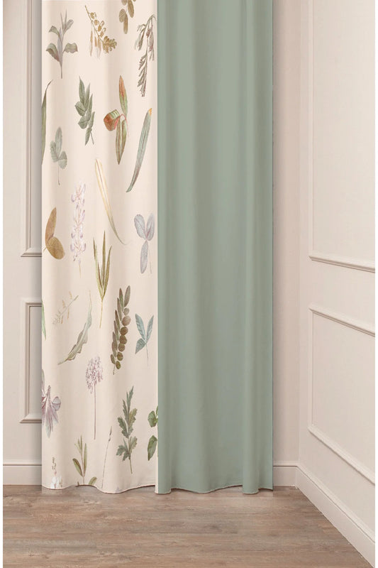 Floral Leaf Bohemian Pattern Digital Printed Curtain Panel (Single Panel) – Modern Design in Soft Colors