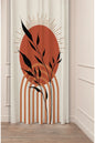 Modern Boho Sun Arch Curtain - Abstract Terracotta Geometric & Leaf Digital Printed Single Panel Drape for Aesthetic Home Decor