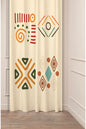 African Tribal Geometric Curtain - Ethnic Symbols & Earth Tone Abstract Digital Printed Single Panel Drape for Authentic Boho Home Decor