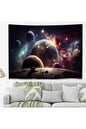 Cinematic Galaxy & Planets Wall Tapestry - Vibrant Outer Space Nebula Digital Printed Fabric Wall Hanging for Modern Gamer Room & Home Theater Decor