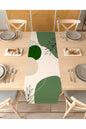 Abstract Green Oasis Table Runner - Minimalist Sage & Forest Green Botanical Digital Printed Decorative Table Cover for Modern Dining Decor