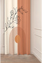 Modern Boho Floral Arch Curtain - Abstract Terracotta & Cream Block Minimalist Botanical Digital Printed Single Panel Drape for Aesthetic Home Decor