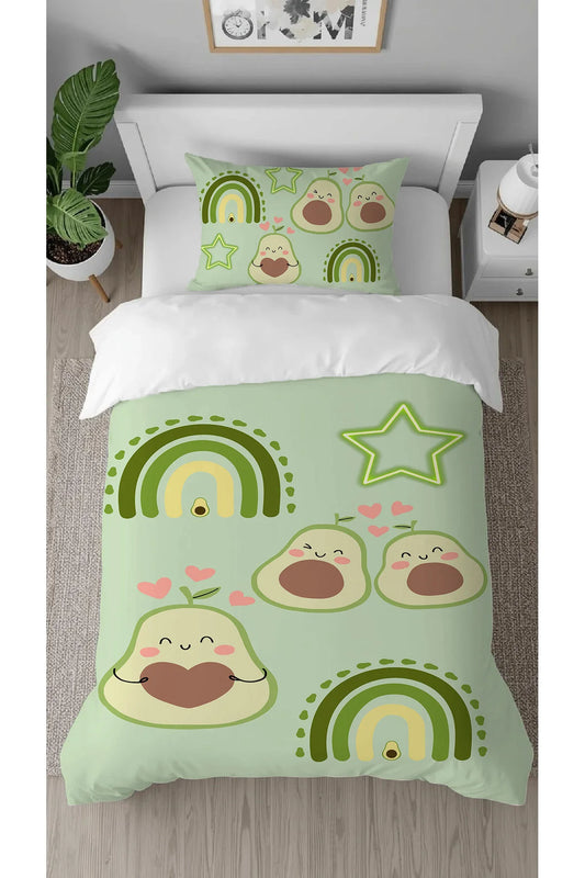 Sweet Pink Cherry Fruit Bedding Set - Cute Red Cherries & Berries Digital Printed Soft Twin Duvet Cover & Pillowcase for Cottagecore Bedroom Decor