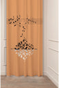 Aesthetic Coffee Time Line Art Curtain - Espresso, Latte & Coffee Beans Cream Beige Single Panel Drape for Modern Kitchen & Cozy Cafe Decor
