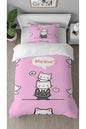 Cute Stacked Cats Kids Bedding Set - Sweet Pink Feline Pattern Digital Printed Soft Single Duvet Cover & Pillowcase for Girls Bedroom Decor