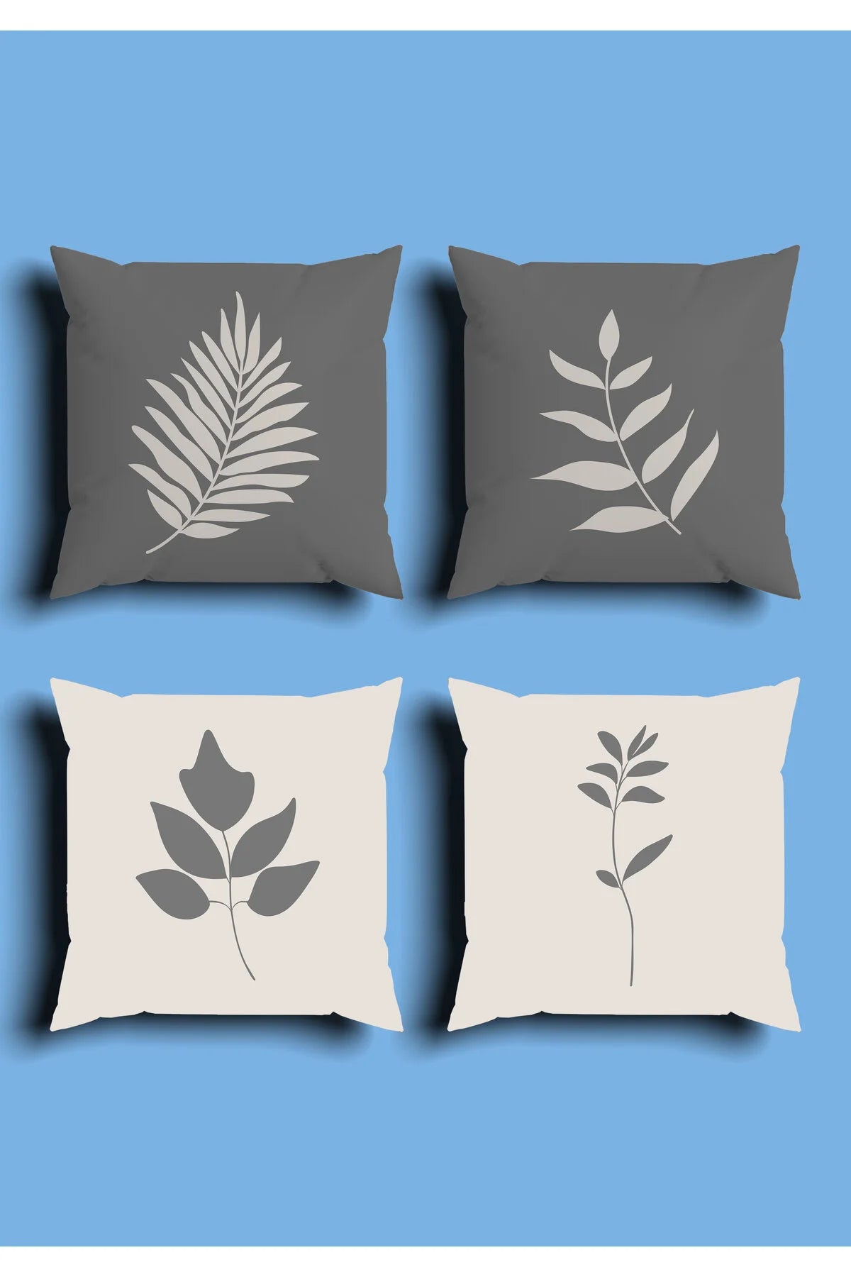Mid-Century Modern Boho Cushion Cover Set & Table Runner - Minimalist Earthy Terracotta Shapes & Abstract Floral Botanical Line Art for Living Room Decor