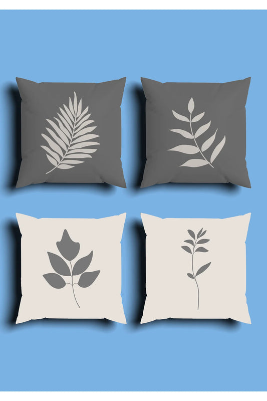 Mid-Century Modern Boho Cushion Cover Set & Table Runner - Minimalist Earthy Terracotta Shapes & Abstract Floral Botanical Line Art for Living Room Decor