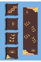Chocolate Brown Mystic Sun & Moon Cushion Cover Set & Table Runner - Abstract Golden Sunburst & Celestial Leafy Branch Combo for Cozy Living Room