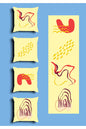 Modern Yellow Abstract Line Cushion Cover Set & Table Runner - Retro Red Fluid Wave & Minimalist Geometric Pattern Combo