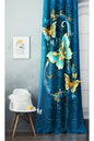Butterfly Fairytale Patterned Digital Printed Drape (Single Panel) - Modern Colorful Stars & Suede Texture