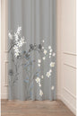 Boho Soft Grey Floral Leaf Patterned Curtain - Chic Digital Printed Single Panel Drape for Modern Home Decor