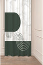 Modern Luxury Emerald Forest Green & White Marble Curtain Panels - Minimalist Mid-Century Bauhaus Geometric Arch Abstract Living Room Drapery