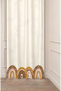 Sweet Boho Terracotta Rainbow Border Curtain Panels - Minimalist Earthy Clay Hearts Scandinavian Nursery & Kids Playroom Window Drapery
