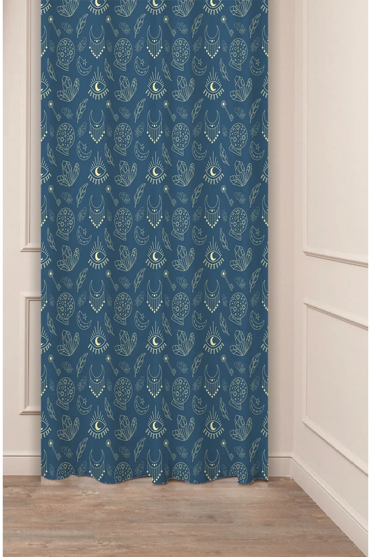 Southwestern Indigo Blue Tribal Geometric Curtain Panels - Ethnic Aztec Diamond Motif Aztec Boho Living Room & Cabin Window Drapery
