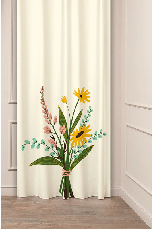 Bohemian Leaf Patterned Digital Print Curtain - Modern Soft Color Single Panel Drape for Chic Home Decor