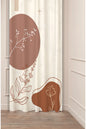 Organic Modern Terracotta Abstract Circle Curtain Panels - Minimalist Mid-Century Amorphous Clay & Line Art Botanical Floral Living Room Drapery