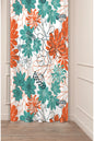 Vibrant Turquoise & Terracotta Orange Floral Curtain Panels - Modern All-Over Botanicals Bloom Flower Meadow Bright Living Room & Bedroom Window Drapery