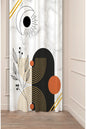 Mystical Celestial Moon & Black Arch Curtain Panels - Mid-Century Terracotta Circle & Line Art Botanical Branch Marble Texture Living Room Drapery