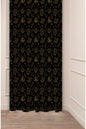 Mystical Celestial Gold & Black Curtain Panels - Witchy Gothic Astrology Moon & Crystal Quartz All-Over Pattern Moody Aesthetic Bedroom Drapery