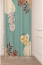 Organic Modern Sage Green Monstera Leaves Curtain Panels - Japandi Abstract Terracotta & Cream Shape Line Art Tropical Botanical Living Room Drapery