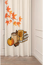 Cozy Autumn Pumpkin Spice & Coffee Curtain Panels - Fall Maple Leaves & Vintage Book Stack Graphic Warm Cottagecore Kitchen & Living Room Drapery