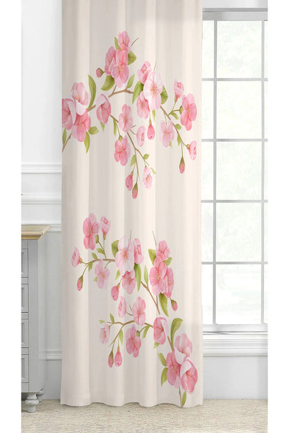 Geometric Floral & Leaf Pattern Curtain - Modern Abstract Squares Digital Printed Single Panel Drape for Contemporary Home Decor