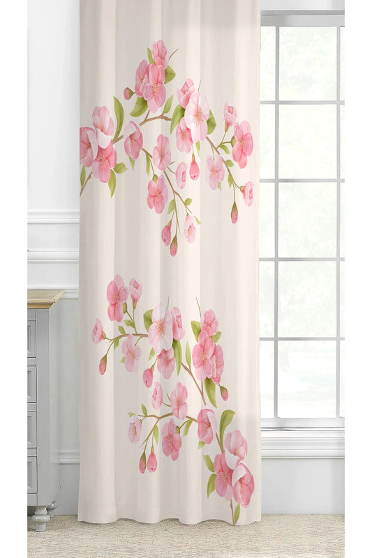 Geometric Floral & Leaf Pattern Curtain - Modern Abstract Squares Digital Printed Single Panel Drape for Contemporary Home Decor