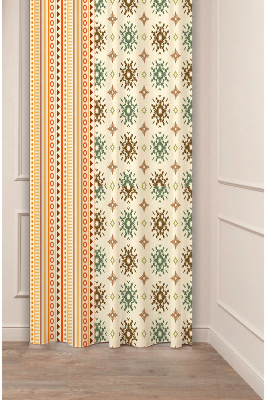 Authentic Anatolian Ethnic Pattern Curtain - Bohemian Tribal Digital Printed Single Panel Drape for Exotic Home Decor
