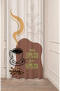 Vintage Coffee House All-Over Sketch Curtain Panels - Classic Brown Line Art Espresso & Beans Motif Cream Kitchen Bistro Drapery