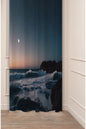Mystical Starry Night Ocean Scenic Curtain Panels - Crashing Sea Waves & Rocky Coast Landscape Twilight Bedroom Drapery
