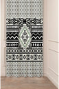 Modern Teal & Orange Floral Curtain Panels with Ethnic Kilim Border - Eclectic Botanical and Traditional Geometric Pattern Bohemian Living Room Drapery (Kopya)
