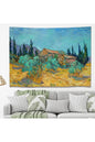 Vincent van Gogh "Wooden Cabins among Olive Trees" Fine Art Wall Tapestry - Post-Impressionist Landscape Canvas Bedroom Aesthetic Hanging Fabric Poster