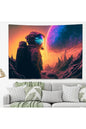 Futuristic Astronaut Cosmic Space Wall Tapestry - Sci-Fi Alien Planet Landscape Fabric Poster Synthwave Aesthetic Gaming Room Bedroom Hanging