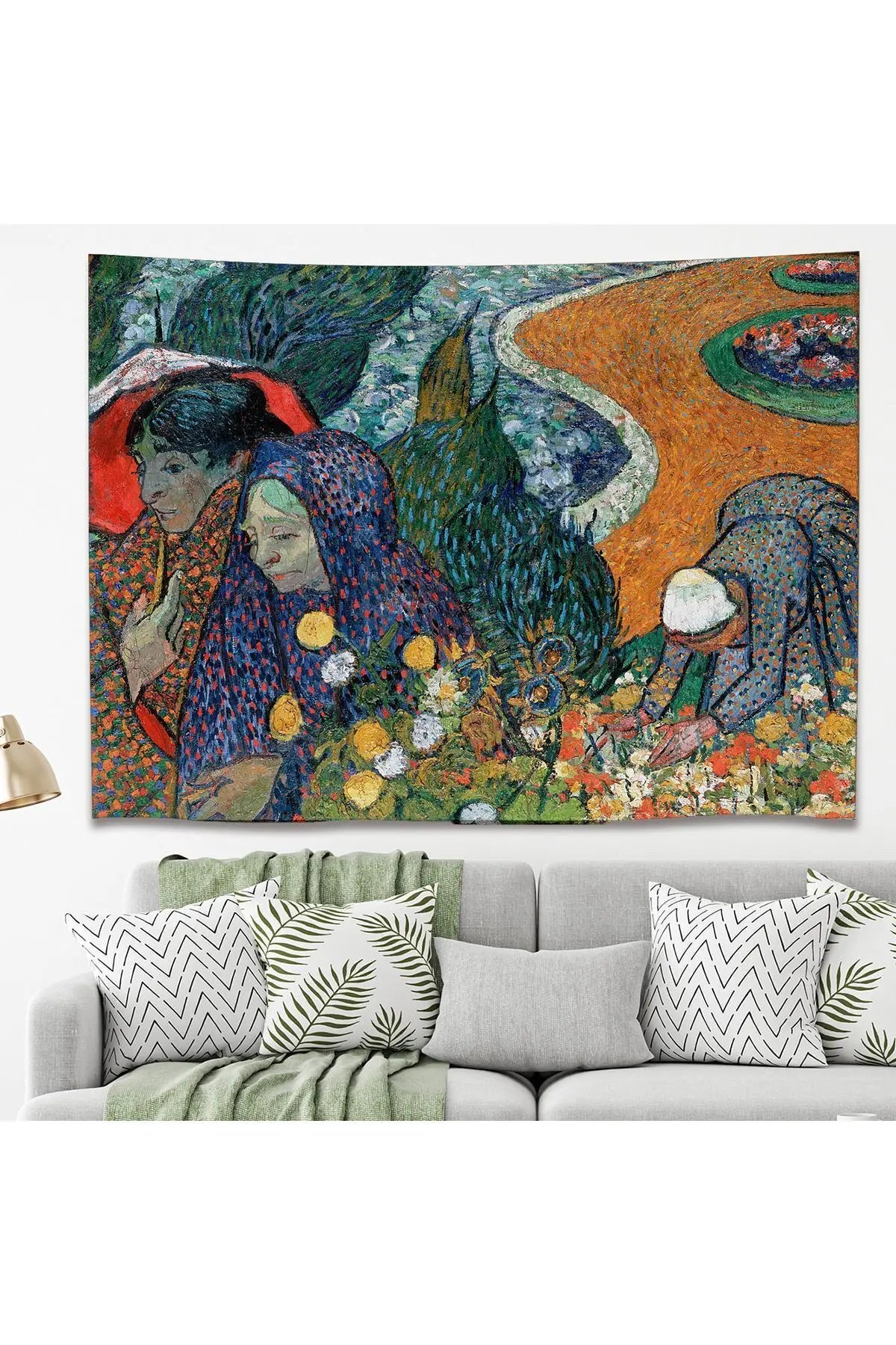 Vincent van Gogh "Memory of the Garden at Etten" Fine Art Wall Tapestry - Post-Impressionist Autumn Landscape Painting Fabric Poster Bedroom Wall Hanging