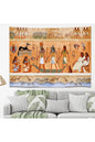 Ancient Egyptian Mythology Wall Tapestry - Hieroglyphic Papyrus Art Fabric Poster Pharaoh Anubis Ra Goddess Isis Aesthetic Living Room Hanging